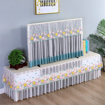 Ochranný kryt na TV s čipkou a kvetom ibišteka, moderný minimalistický bytový dekoračný kryt, kryt na TV s prachom 32-65 palcov