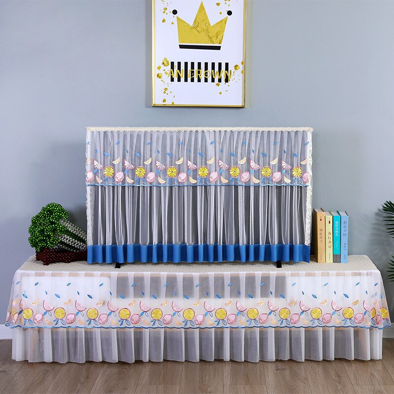 Ochranný kryt na TV s čipkou a kvetom ibišteka, moderný minimalistický bytový dekoračný kryt, kryt na TV s prachom 32-65 palcov