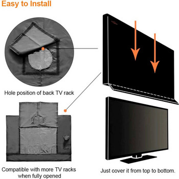 Μαύρο αδιάβροχο κάλυμμα τηλεόρασης εξωτερικού χώρου, αδιάβροχο προστατευτικό τηλεόρασης για 22\'\' έως 52\'\' LCD θήκη LED 600D Καλύμματα σκόνης από πολυεστέρα