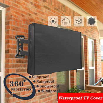 Μαύρο αδιάβροχο κάλυμμα τηλεόρασης εξωτερικού χώρου, αδιάβροχο προστατευτικό τηλεόρασης για 22\'\' έως 52\'\' LCD θήκη LED 600D Καλύμματα σκόνης από πολυεστέρα
