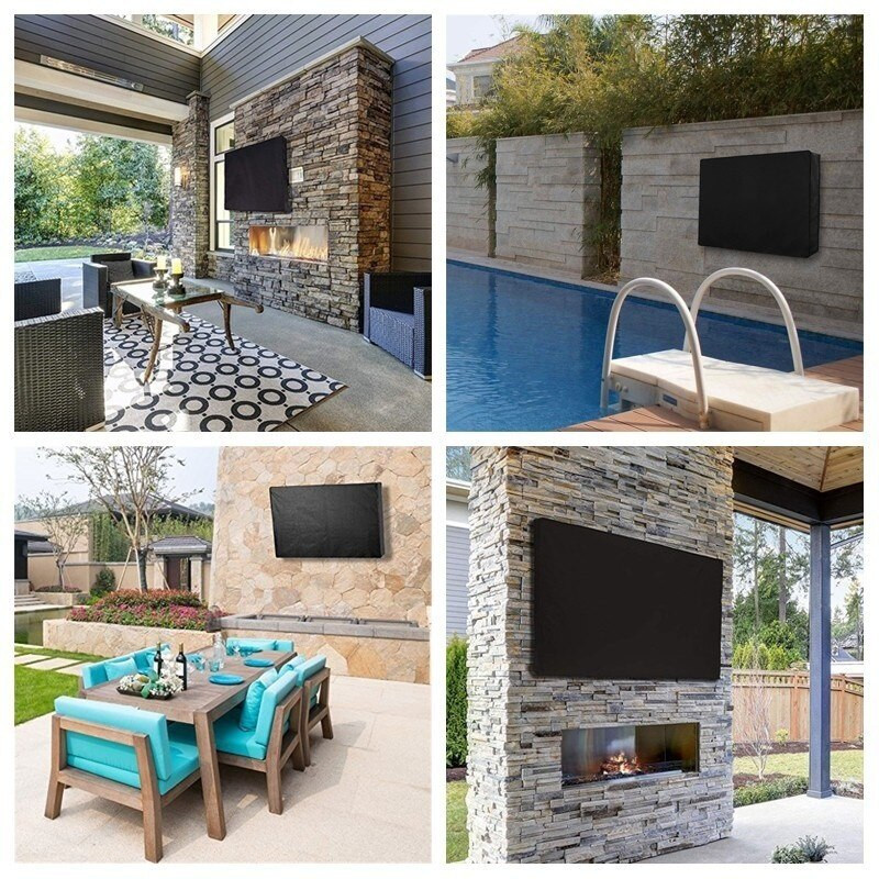 Husă impermeabilă pentru exterior pentru grădină pentru televizor, rezistentă la praf, din țesătură Oxford, cu LED LCD, pentru televizoare, cu dimensiuni multiple, 22-65 inci