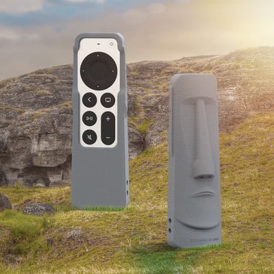 Светещ силиконов калъф за дистанционно за 2021 Apple TV 4K Siri Remote Control Cover Anti-lost With AirTag Мегалитна фигура TV Stick