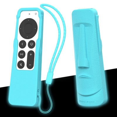 Šviečiantis silikoninis nuotolinio valdymo dėklas, skirtas 2021 m. Apple TV 4K Siri nuotolinio valdymo pulto dangtelis, apsaugantis nuo praradimo su „AirTag Megalithic Figure TV Stick“