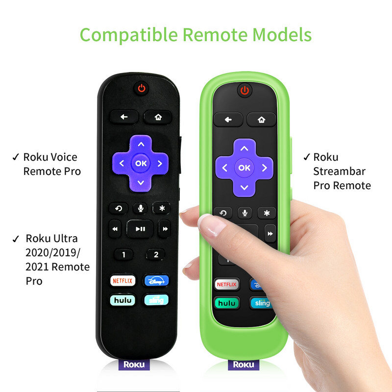 Silikónové nárazuvzdorné ochranné puzdro pre diaľkový ovládač Roku Voice Remote Pro 2021 pre Roku Ultra 4800R