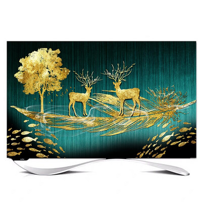 Dekoratívny kryt na mieru s uhlopriečkou 32" - 85" palcov pre LCD televízor, PC, krajina, mesiac, strom, loď, zlatý motýľ, los, rybí kopec