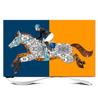 Dekoratívny kryt na mieru s uhlopriečkou 32" - 85" palcov pre LCD televízor, PC, krajina, mesiac, strom, loď, zlatý motýľ, los, rybí kopec