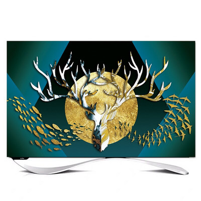 Dekoratívny kryt na mieru s uhlopriečkou 32" - 85" palcov pre LCD televízor, PC, krajina, mesiac, strom, loď, zlatý motýľ, los, rybí kopec