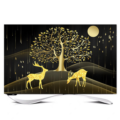 Dekoratívny kryt na mieru s uhlopriečkou 32" - 85" palcov pre LCD televízor, PC, krajina, mesiac, strom, loď, zlatý motýľ, los, rybí kopec