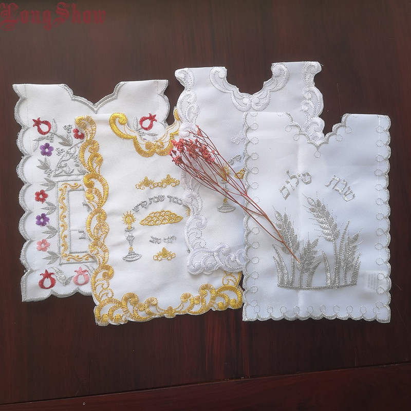 1 partii 4 tk Loomingulised tikitud veinikotid pudelikaas shabbati pulma sünnipäevaks puhkusepeoks.