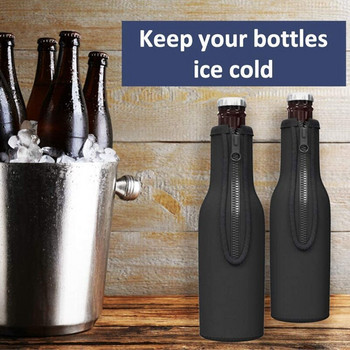 Μανίκια ψυγείου μπουκαλιού μπύρας Keep Drink Cold Zip-up Εξαιρετικά παχύ μανίκι με μόνωση νεοπρενίου Μαύρο