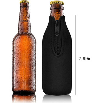 Ръкави за охлаждане на бутилка бира Keep Drink Cold Zip-Up Допълнително дебел неопренов изолиран калъф за ръкави Черен
