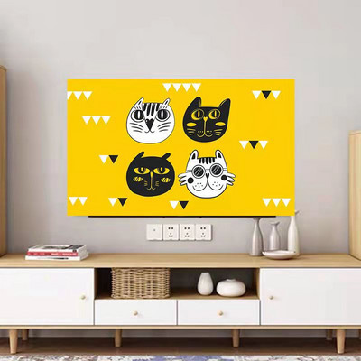 Husă TV din flanel de cristal în stil nordic, agățată LCD cu ecran plat curbat, husă universală pentru prosop pentru televizor