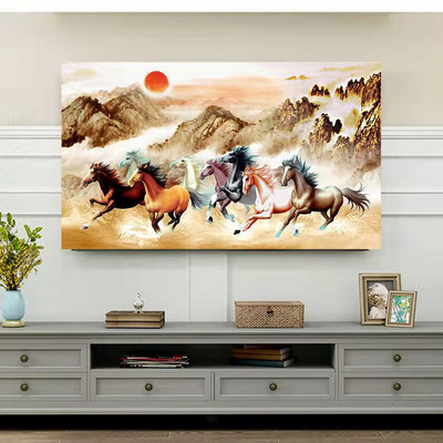 Husă TV din flanel de cristal în stil nordic, agățată LCD cu ecran plat curbat, husă universală pentru prosop pentru televizor