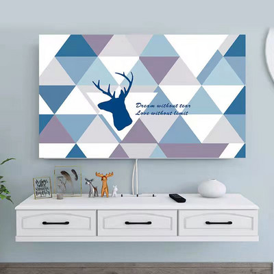 Husă TV din flanel de cristal în stil nordic, agățată LCD cu ecran plat curbat, husă universală pentru prosop pentru televizor