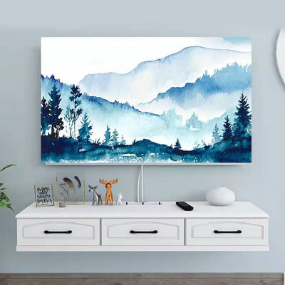 Husă TV din flanel de cristal în stil nordic, agățată LCD cu ecran plat curbat, husă universală pentru prosop pentru televizor