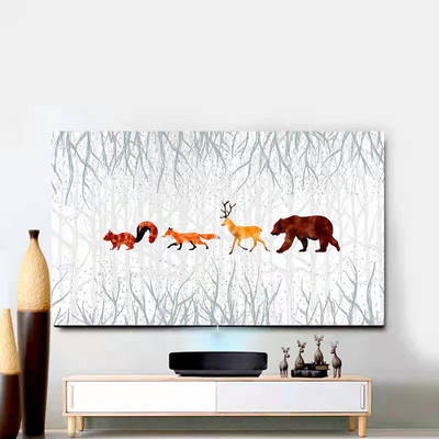 Husă TV din flanel de cristal în stil nordic, agățată LCD cu ecran plat curbat, husă universală pentru prosop pentru televizor