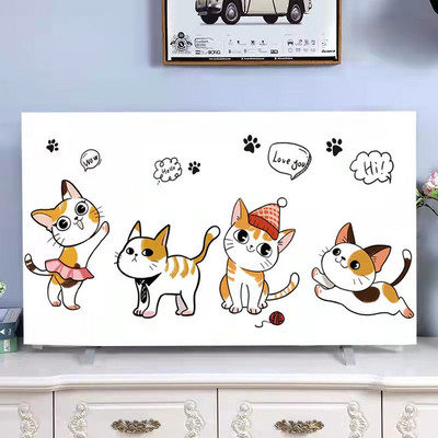 Husă TV din flanel de cristal în stil nordic, agățată LCD cu ecran plat curbat, husă universală pentru prosop pentru televizor