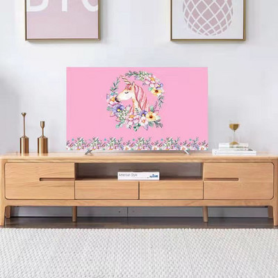 Husă TV din flanel de cristal în stil nordic, agățată LCD cu ecran plat curbat, husă universală pentru prosop pentru televizor