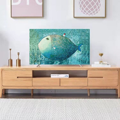 Husă TV din flanel de cristal în stil nordic, agățată LCD cu ecran plat curbat, husă universală pentru prosop pentru televizor