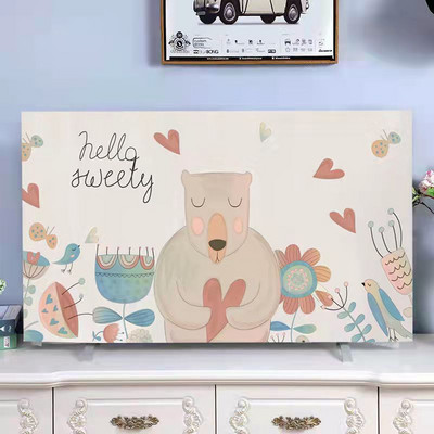 Husă TV din flanel de cristal în stil nordic, agățată LCD cu ecran plat curbat, husă universală pentru prosop pentru televizor