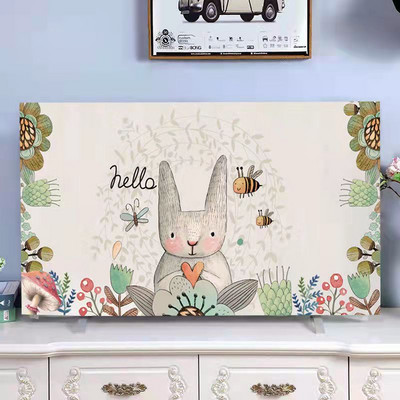 Husă TV din flanel de cristal în stil nordic, agățată LCD cu ecran plat curbat, husă universală pentru prosop pentru televizor