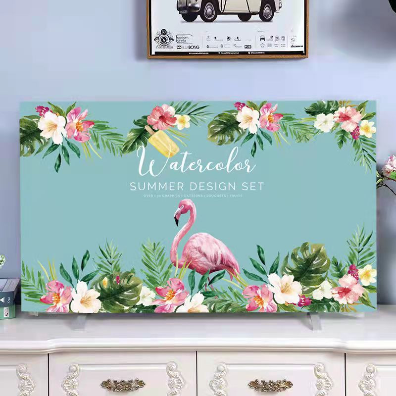 Husă TV din flanel de cristal în stil nordic, agățată LCD cu ecran plat curbat, husă universală pentru prosop pentru televizor