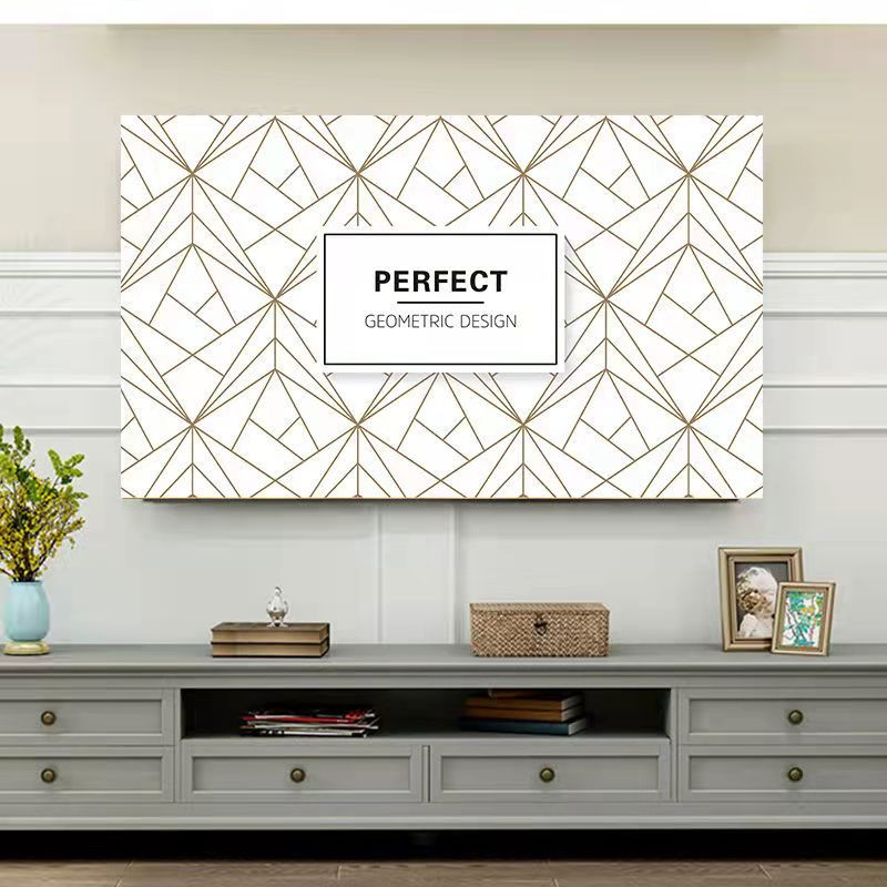 Husă TV din flanel de cristal în stil nordic, agățată LCD cu ecran plat curbat, husă universală pentru prosop pentru televizor