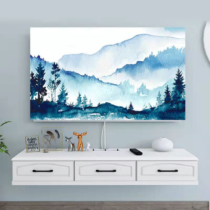 Husă TV din flanel de cristal în stil nordic, agățată LCD cu ecran plat curbat, husă universală pentru prosop pentru televizor