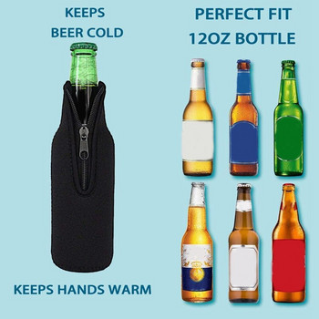 Μανίκια ψυγείου μπουκαλιού μπύρας Keep Drink Cold Zip-up Εξαιρετικά παχύ μανίκι με μόνωση νεοπρενίου Μαύρο