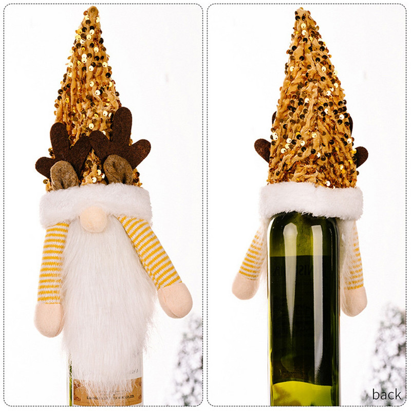 Χριστουγεννιάτικη διακόσμηση κούκλα φόρεμα για μπουκάλι κρασιού Τσάντα σαμπάνιας Σετ μπουκαλιών κόκκινου κρασιού Κάλυμμα μπουκαλιών για ποτό