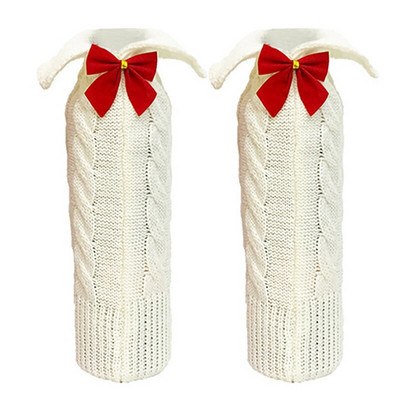 2 ks vianočných obalov na fľaše vína, pletených obalov na svetre na víno, šiat na vianočný jedálenský stôl, dekorácie do domácnosti