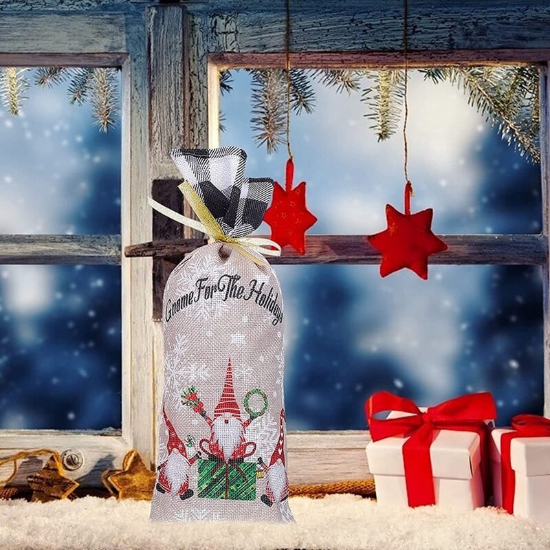 2 bucăți capac pentru sticle de vin, rochie pentru sticla de vin de Crăciun, husă pentru decorațiuni de vin, pungi cadou pentru Crăciun