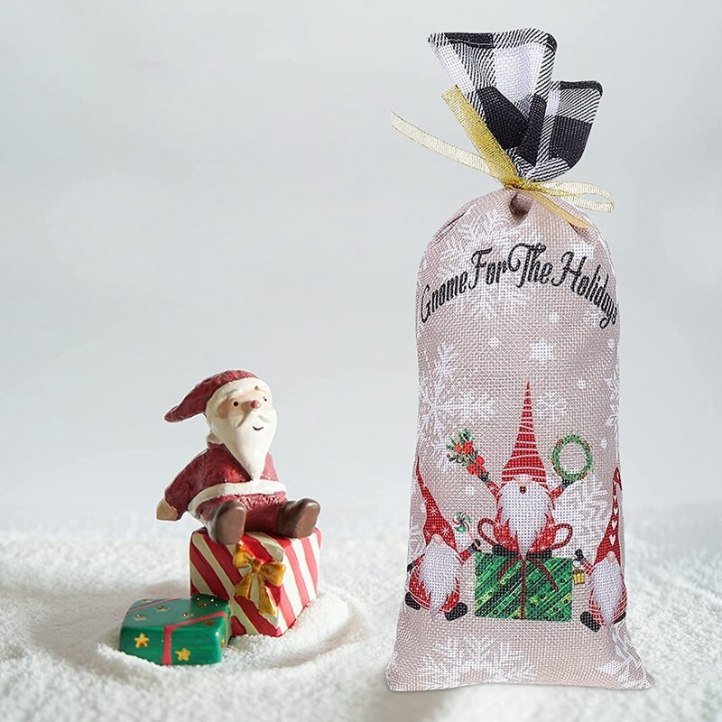 2 bucăți capac pentru sticle de vin, rochie pentru sticla de vin de Crăciun, husă pentru decorațiuni de vin, pungi cadou pentru Crăciun