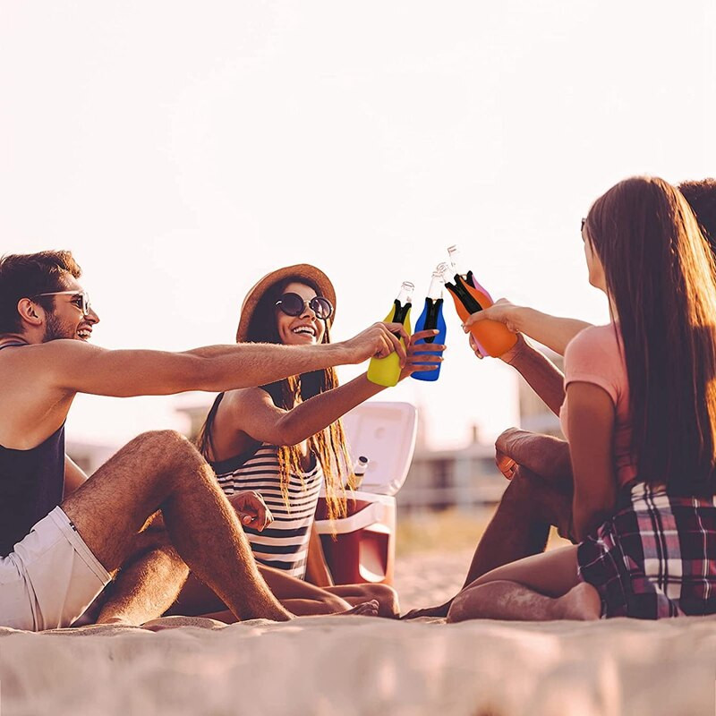 Νέο μανίκι μονωτικού φιαλών μπύρας 8 συσκευασιών Keep Drink Cold, Μπουφάν για μπουκάλια με φερμουάρ, μανίκια ψυγείου φιαλών μπύρας, κάλυμμα νεοπρενίου