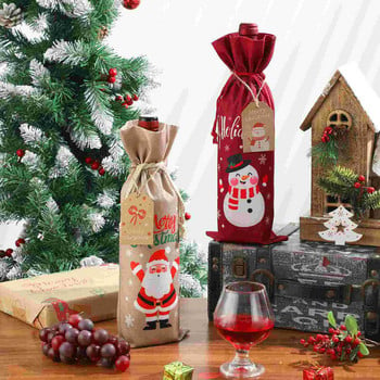 Чанти Christmasgift Bottlebag Подаръци Бутилки Шампанско Връзка Чул Етикети Коледни ръкави Поставка за съхранение Плат Комплект за дегустация Щора