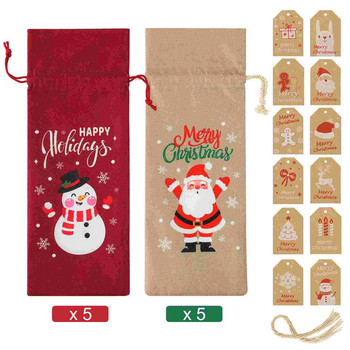 Чанти Christmasgift Bottlebag Подаръци Бутилки Шампанско Връзка Чул Етикети Коледни ръкави Поставка за съхранение Плат Комплект за дегустация Щора