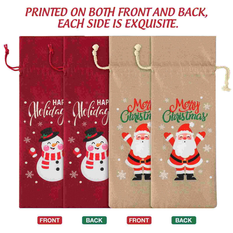 Τσάντες Χριστουγεννιάτικο δώρο Bottlebag Δώρα Μπουκάλια Σαμπάνια Κορδόνι Λινάτσας Ετικέτες Χριστουγεννιάτικα μανίκια Αποθήκευση Μεταφορέας Πανί Γευσιγνωσίας Σετ τυφλή