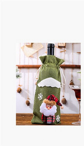 Χριστουγεννιάτικα Καλύμματα Μπουκαλιού Κόκκινου Κρασιού Άγιος Βασίλης Κάλυμμα μπουκαλιού σαμπάνιας DIY Στολίδια Χριστουγεννιάτικα διακοσμητικά τραπεζιού για πάρτι σπιτιού