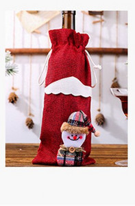 Χριστουγεννιάτικα Καλύμματα Μπουκαλιού Κόκκινου Κρασιού Άγιος Βασίλης Κάλυμμα μπουκαλιού σαμπάνιας DIY Στολίδια Χριστουγεννιάτικα διακοσμητικά τραπεζιού για πάρτι σπιτιού