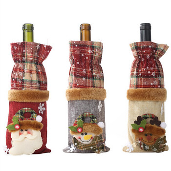 Коледни капаци за бутилки червено вино Дядо Коледа Капак за бутилки шампанско Направи си сам орнаменти Коледни декорации за маса за домашно парти