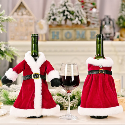 Χριστουγεννιάτικα Καλύμματα Μπουκαλιού Κόκκινου Κρασιού Άγιος Βασίλης Κάλυμμα μπουκαλιού σαμπάνιας DIY Στολίδια Χριστουγεννιάτικα διακοσμητικά τραπεζιού για πάρτι σπιτιού