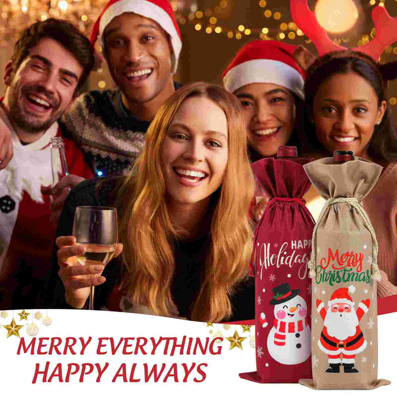 Τσάντες Χριστουγεννιάτικο Δώρο Bottlebag Δώρα Μπουκάλια Σαμπάνια Κορδόνι Λινάτσας Ετικέτες Χριστουγεννιάτικα μανίκια Αποθήκευση Μεταφορέας Υφασμάτινο σετ γευσιγνωσίας τυφλό