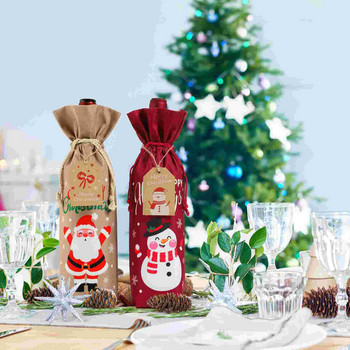 Τσάντες Χριστουγεννιάτικο Δώρο Bottlebag Δώρα Μπουκάλια Σαμπάνια Κορδόνι Λινάτσας Ετικέτες Χριστουγεννιάτικα μανίκια Αποθήκευση Μεταφορέας Υφασμάτινο σετ γευσιγνωσίας τυφλό