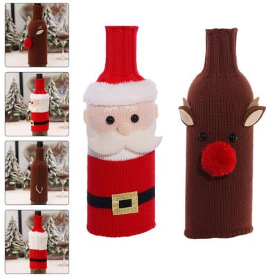 Butelio dangtelis Kalėdų dovanų maišeliai Užvalkalai Kalėdų vakarėlio krepšys Kalėdų Senelio papuošalai Dekoracijos Rankovės Audinys Pliušinis megztas šventinis stalas