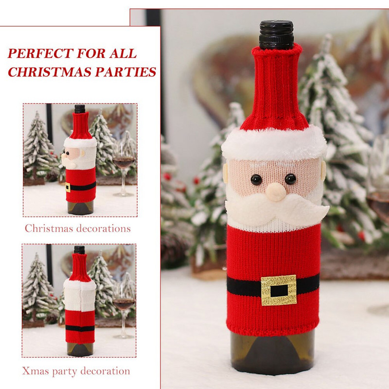 Butelio dangtelis Kalėdų dovanų maišeliai Užvalkalai Kalėdų vakarėlio krepšys Kalėdų Senelio papuošalai Dekoracijos Rankovės Audinys Pliušinis megztas šventinis stalas