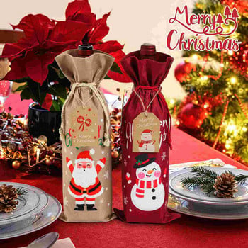 Τσάντες Χριστουγεννιάτικο δώρο Bottlebag Δώρα Μπουκάλια Σαμπάνια Κορδόνι Λινάτσας Ετικέτες Χριστουγεννιάτικα μανίκια Αποθήκευση Μεταφορέας Πανί Γευσιγνωσίας Σετ τυφλή