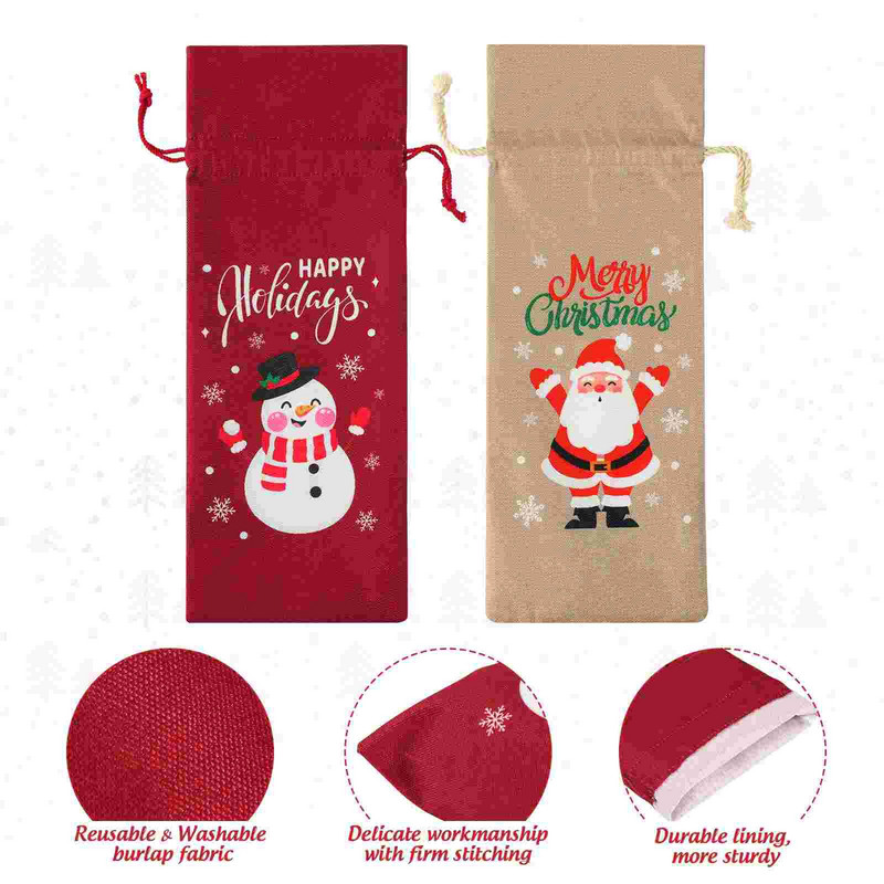 Tašky Vianočné darčeky Fľaškové vrecko Darčeky Fľaše Šampanské Šnúrka na sťahovanie Jutové visačky Vianočné rukávy Úložný nosič Látka Sada na ochutnávku Roleta