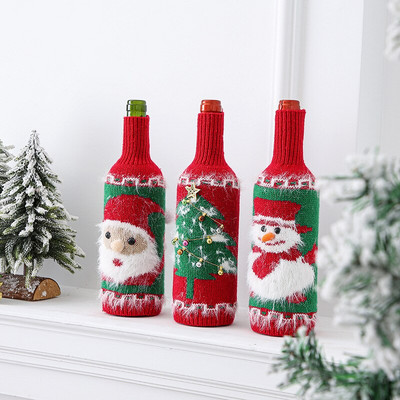 3 ΤΕΜ. New Arrivals Premium πολύχρωμο χριστουγεννιάτικο κάλυμμα κρασιού σετ πουλόβερ για διακόσμηση σπιτιού για εορταστικό πάρτι