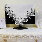 15"-70" TV porvédő dekoratív motorháztető függöny dekor lapos képernyős HD LCD PC-hez szatén jacquard csipke üreges fehér