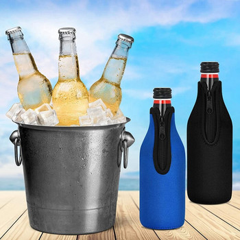 Μονωτικό μανίκι 4 συσκευασιών μπουκαλιών μπύρας Keep Drink Cold, Μπουφάν με φερμουάρ, Μανίκια ψυγείου για μπουκάλια μπύρας, Κάλυμμα νεοπρενίου